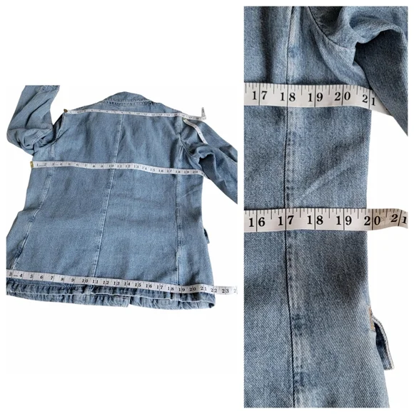 ZARA Denim Double Breasted Blazer Boxy Oversized Jacket Blue Women’s Siz… - Picture 16 of 17